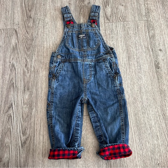 Oshkosh kids denim overalls lined with plaid cotton - Picture 9 of 9